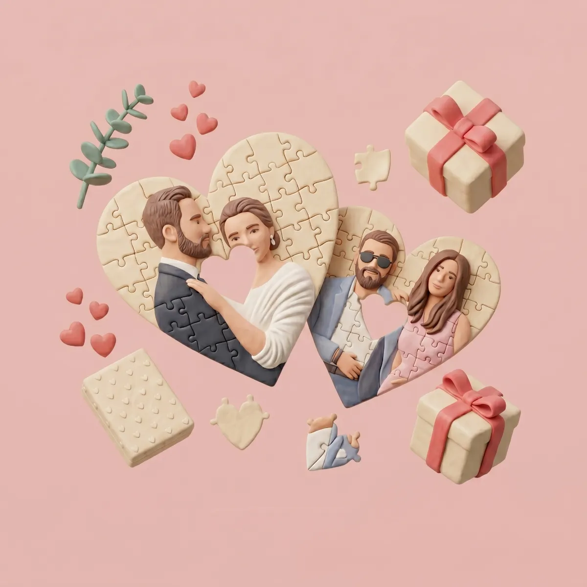 52-Piece Heart-Shaped Wooden Puzzle